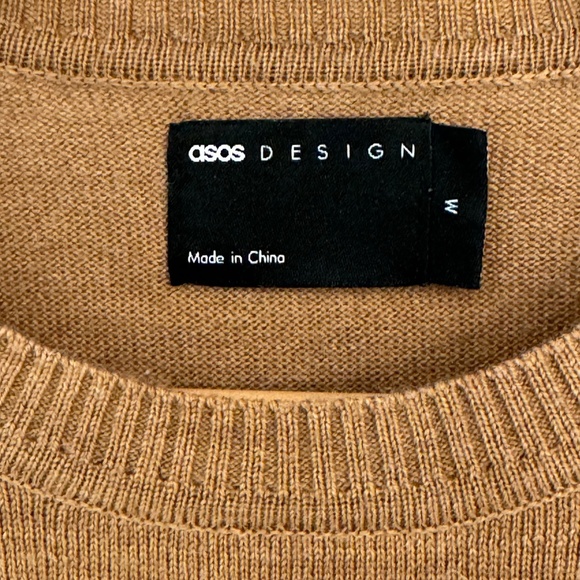 ASOS 100% Merino wool knit sweater in mustard/brown - Picture 9 of 12